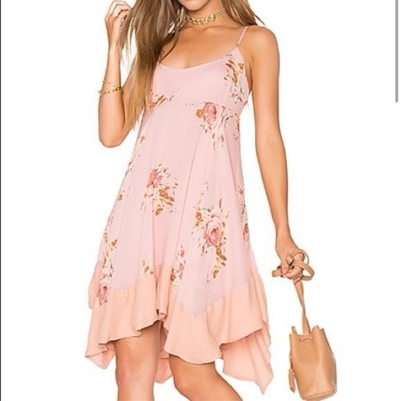 Free People Mini Dress Medium Pink Sleeveless Floral Faded Bloom Sleeveless M - Picture 1 of 16